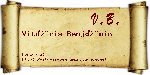 Vitáris Benjámin névjegykártya
